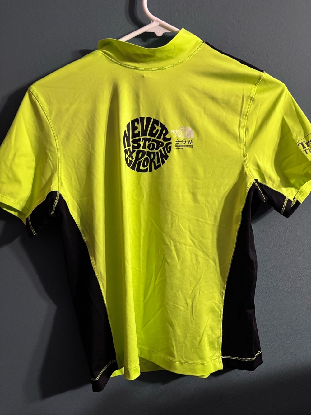 The North Face Womens Neon Yellow Short Sleeve - Never Stop Exploring